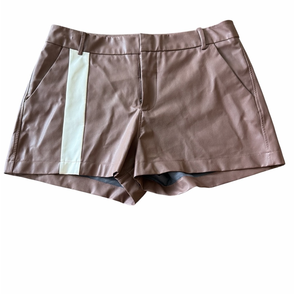 David Lerner Faux Leather Brown with White Stripe Short Size S